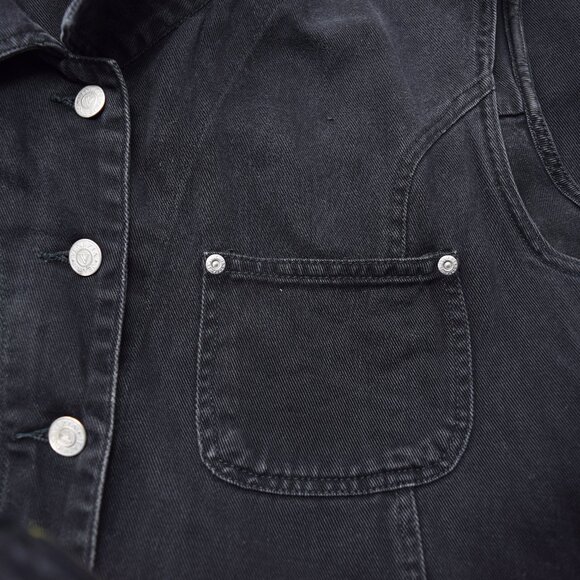 Venezia Jeans Denim Dress Women 18 Black Button Up Y2K LBD Goth Punk Rock Hippie - Picture 7 of 11